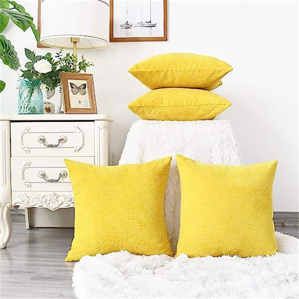 Yellow Outdoor Throw Pillow Pack of 4 Cozy Covers Cases for Couch Sofa Home