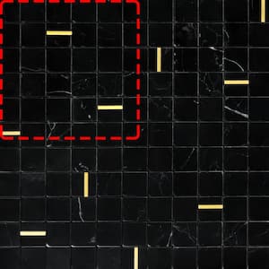 Black Marquina with Gold Metal 6 in. x 6 in. Natural Marble Peel and Stick Tile