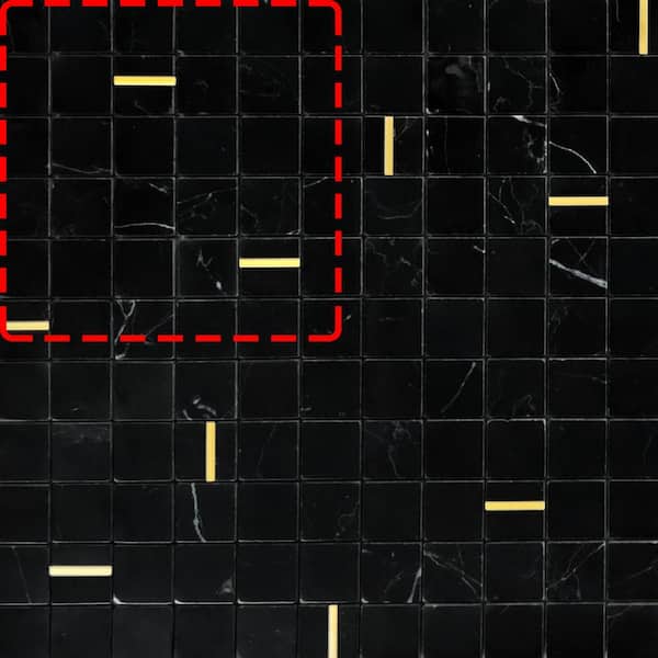 sunwings Black Marquina with Gold Metal 6 in. x 6 in. Natural Marble Peel and Stick Tile