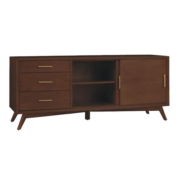 Benjara 50 in. Brown Wood TV Stand Fits TVs up to 55 Inch in. with 3 Drawers and 2 Doors