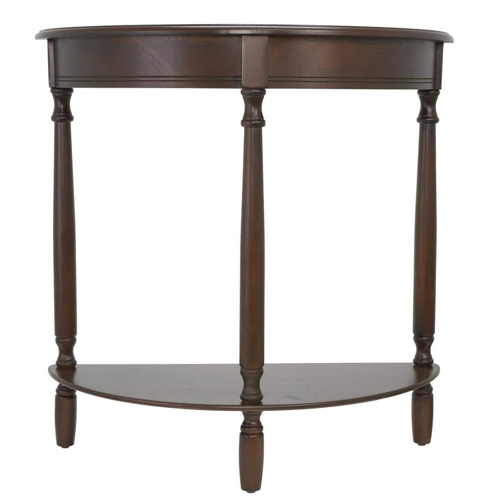 Decor Therapy Simplicity 29 in. Walnut HalfRound Wood Console Table