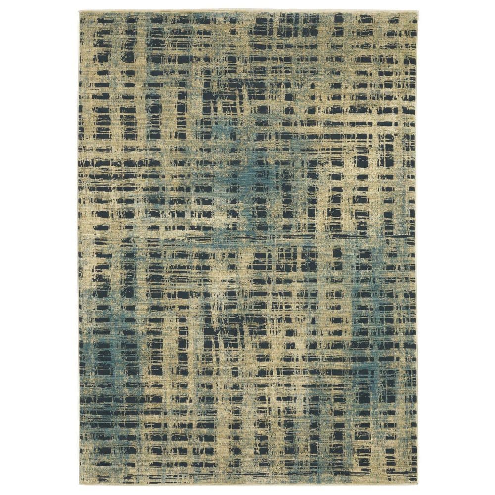 7' X 10' Beige And Blue Geometric Area Rug price history on PriceWatchPro