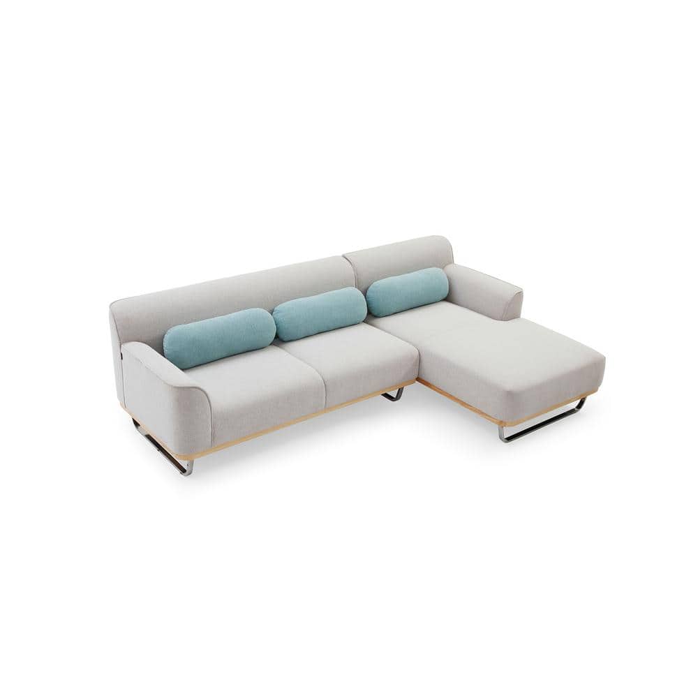 Bedford 104 in. 2-piece Chenille L-Shaped Sectional Sofa in Soft Gray