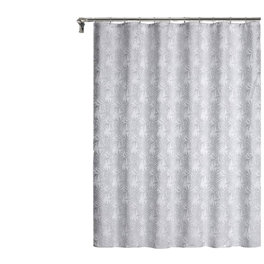 Dainty Home - 70-in W x 72-in L Silver Floral Mildew Resistant Polyester Shower Curtain