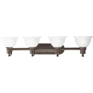 Madison Collection 4-Light Antique Bronze Etched Glass Traditional Bath Vanity Light