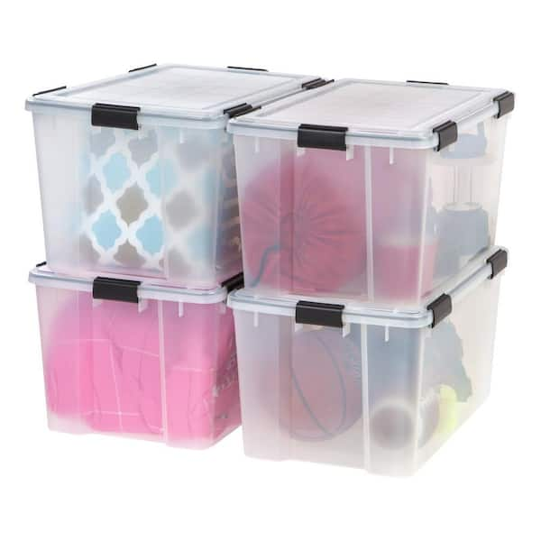 IRIS USA, 17.1 Quart Plastic Clear/Blue Storage Gasket Box Container with  Latching Buckle [ Pack of 6 ] 