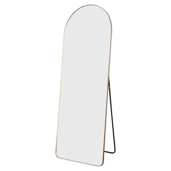 Yipscazo 65 in. W x 21 in. H Modern Metal Framed Gold Full Length Floor Standing Arch Mirror for Bedroom/Bathroom