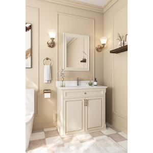 35.8 in. W x 18.3 in. D Marble White Rectangular Single Sink Vanity Top in White with Backsplash and Overflow