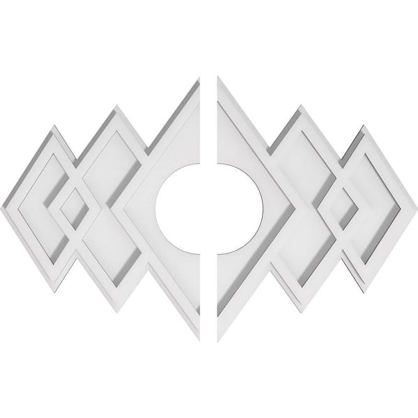 Ekena Millwork 22 in. x 14.62 in. x 1 in. Zoe Architectural Grade PVC Contemporary Ceiling Medallion (2-Piece)