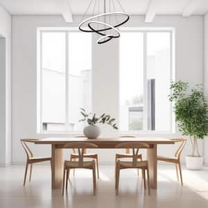 120-Watt Integrated 3 Ring LED Black Modern Chandelier Light,Hanging Pendant Light Fixture for Kitchen Dining Room