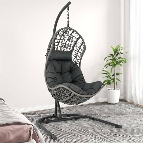 Costway Grey Metal Outdoor Lounge Chair with Stand Pillow Costway Grey Metal Outdoor Lounge Chair with Stand Pillow
