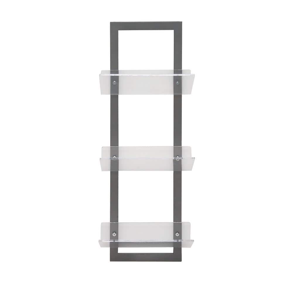 Sleek Gray Iron and Acrylic Floating Wall Shelf, 32" x 12"
