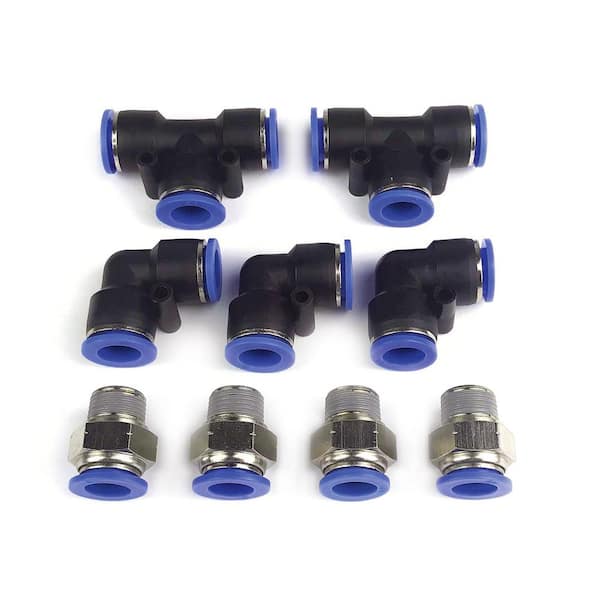 Primefit 1/2 in. Air Push To Connect - Connector Kit for OD Air Tubing (9-Piece)