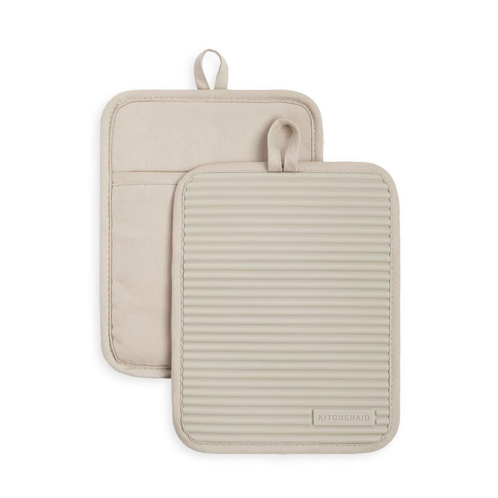 KitchenAid Ribbed Soft Silicone Tan Pot Holder 2 Pack 2P013118TDKA 205 - The Home Depot