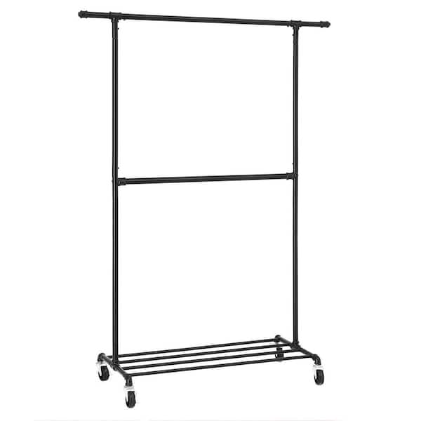 Unbranded Black Metal Garment Clothes Rack with Shelves 51 in. W x 78 in. H