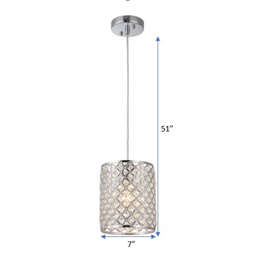 Botvi Chrome Crystal Drum Pendant Light 9"x11"