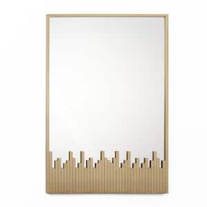 21.7 in. W x 32 in. H Cityscape Gold Metal Frame Rectangular Wall Mirror