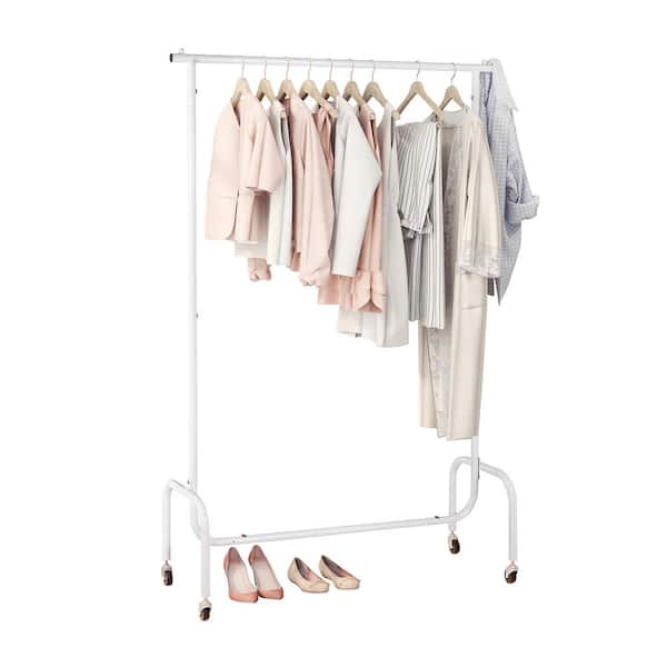 YOFE White Heavy Duty Metal Clothes Rack with Wheels  in. W x  in.  H/Bedroom, Balcony Organizer Closet Garment Rack CamyWE-GI50199W912-crack01  - The Home Depot