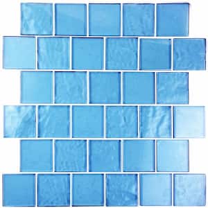 Landscape Danube Blue Square Mosaic 2 in. x 2 in. Translucent Glass Wall & Pool Tile (12.48 sq. ft./Case)