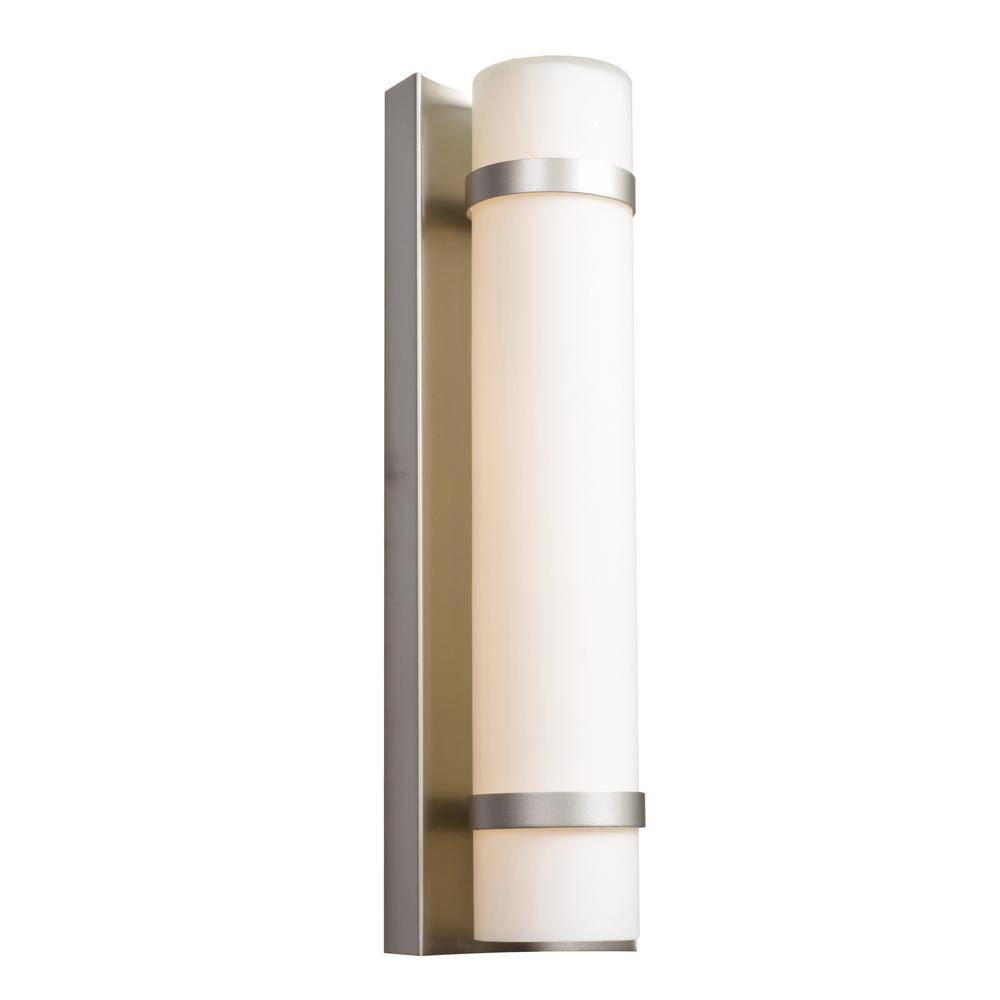 Brushed Steel Outdoor Dimmable Cylinder Wall Light