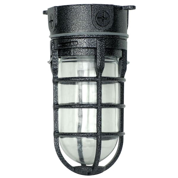 Southwire Industrial 1-Light Hammered Black Outdoor Weather Tight Flushmount Light Fixture