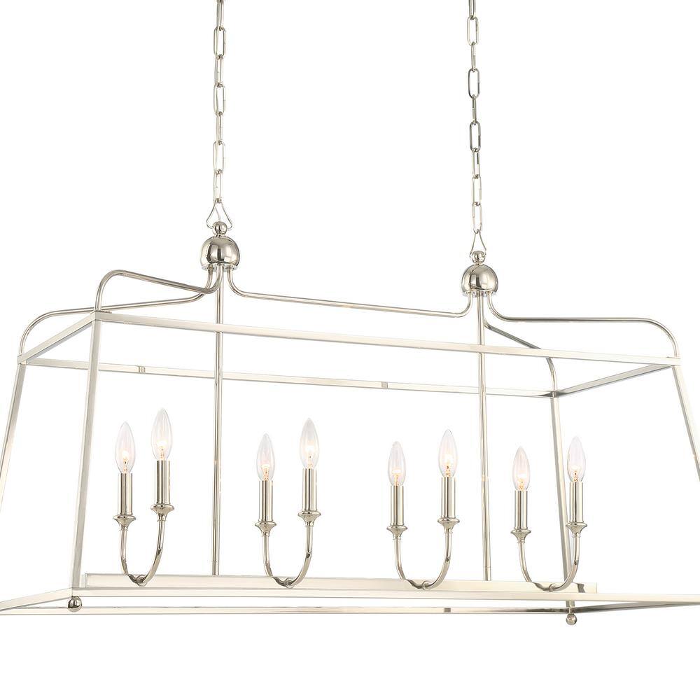 Sylvan Polished Nickel 8-Light Rectangular Chandelier