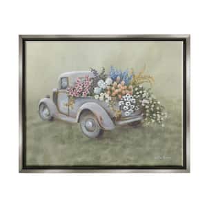 Farmhouse Flower Buggy Car Design By Pam Britton Floater Framed Nature Art Print 31 in. x 25 in.
