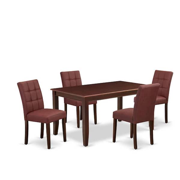 East West Furniture 5-Piece Mahogany Finish Solid Wood Top-Rectangular Dining Room Set-Seats 4