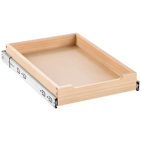 Natural Wood Pull-Out Cabinet Organizer, Soft Close Slide Out Shelf, Wood Drawer 14"W x 21"D