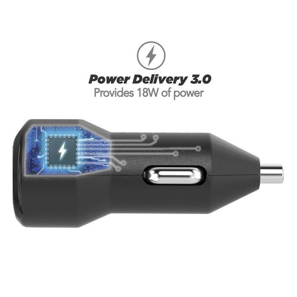 Xtreme 30W Power Delivery 3.0 Fast Charger Car Charger, 2 Device Ports:  Type-C and USB-A