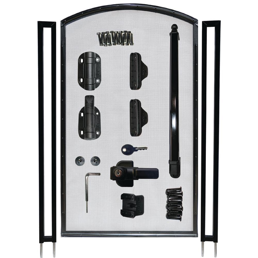 2.5 ft. W x 4 ft. H Pool Fence DIY Gate in Black with Self-Closing, Self-La