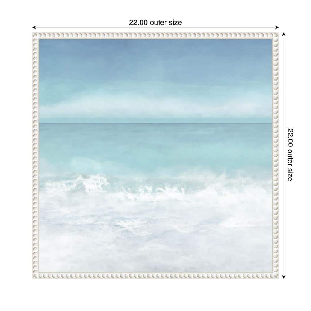 Tranquil Ocean Waves Coastal Canvas Art with White Frame