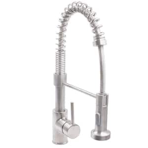 Commercial Style Single Faucet Handle Deck Mount Pull Down Sprayer Kitchen Faucet with Dual Action in Brushed Nickel
