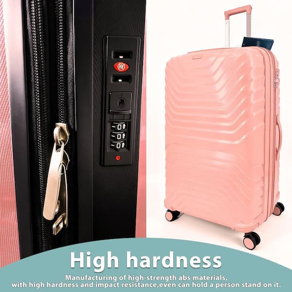 HIKOLAYAE 5-Piece PP Rose Hardside Spinner Luggage Set Travel