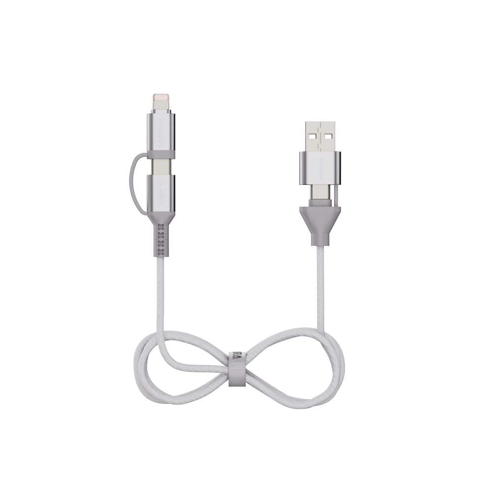 6 ft. 4-in-1 Braided USB-A and Type-C to Lightning and Type-C, Fast Charging and Data Syncing Cable