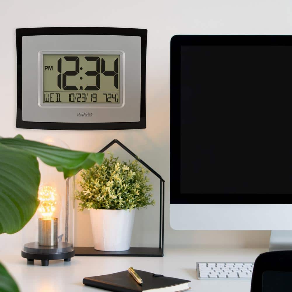 8.7" Black and Silver Digital Indoor Wall Clock