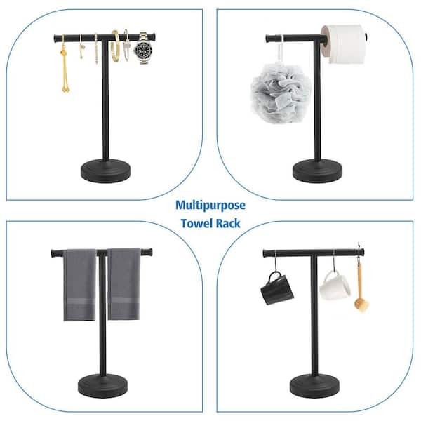 13 in. H x 10.5 in. L Freestanding Stainless Steel Towel Bar in Black, T-Shape Towel Rack, Towel Stand, Towel Holder