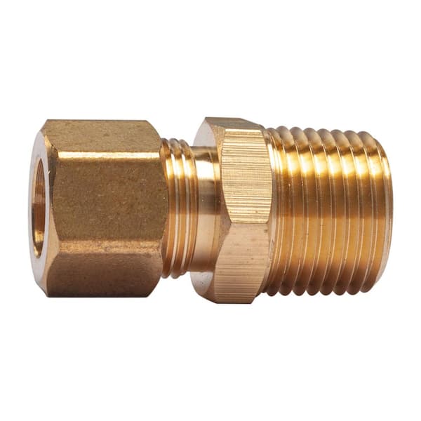 LTWFITTING 3/8 in. O.D. Comp x 3/8 in. MIP Brass Compression Adapter Fitting (5-Pack)