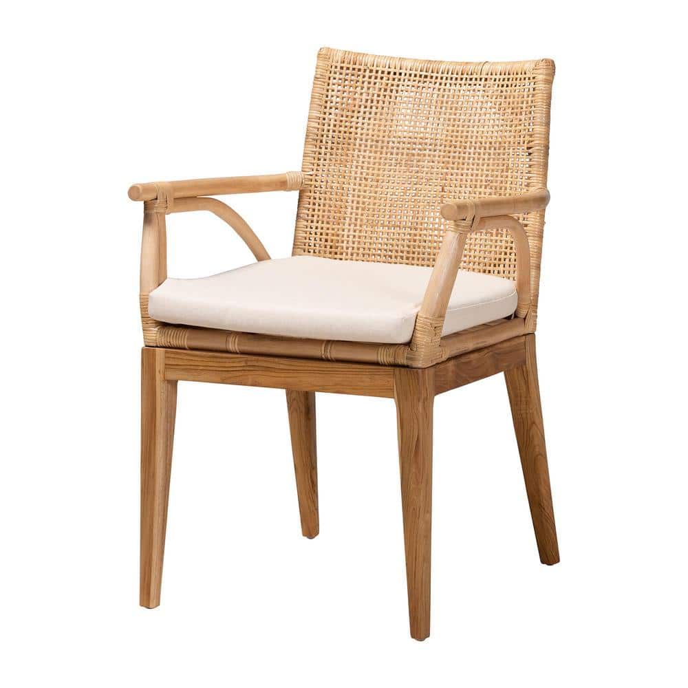 bali & pari Storsel Natural Rattan and Teak Wood Dining Chair 232-2P ...