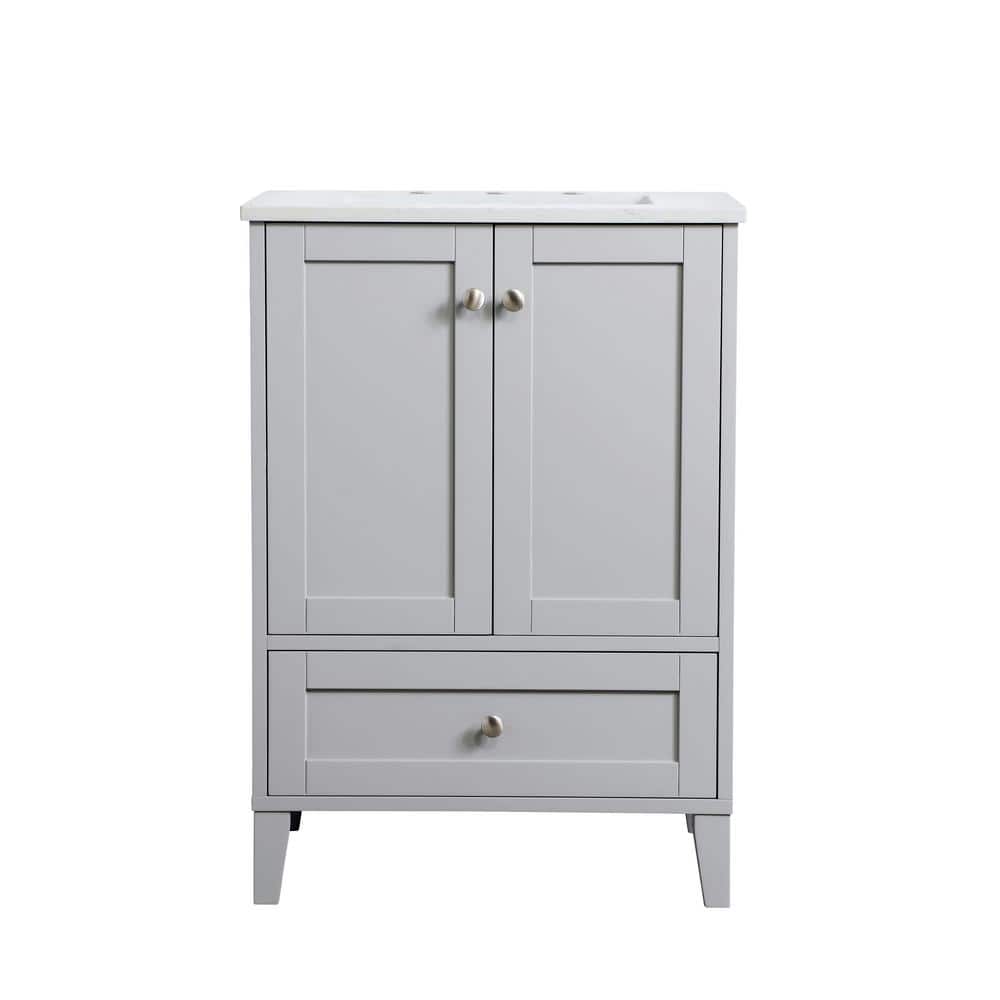 Simply Living 24 in. Single Bathroom Vanity in Grey with Engineered Marble 