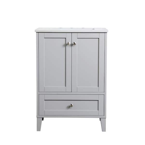 Simply Living 24 in. Single Bathroom Vanity in Grey with Engineered ...