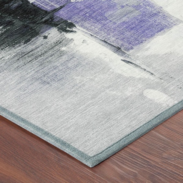 Chantille Machine Washable Indoor/Outdoor Abstract ACN2751 Purple 8 ft. x 8 ft. Round Rug