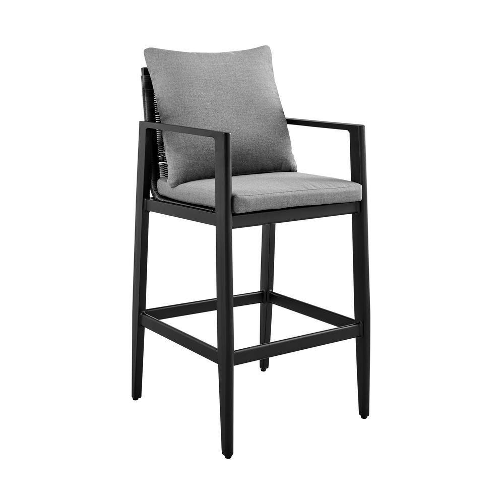 Grand Black Aluminum and Wicker 5-Piece Outdoor Bar Set