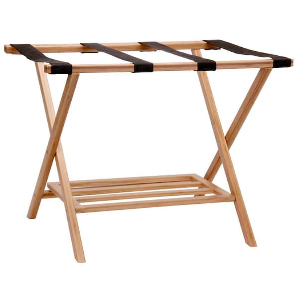Bamboo Luggage Rack with Tray