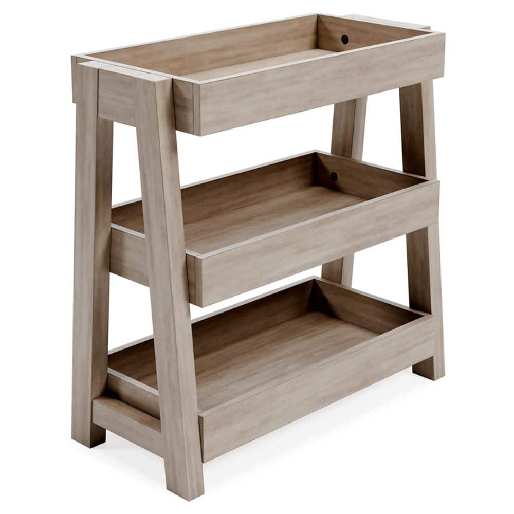 Blariden Light Beige Wood Rectangular Shelf Accent Table