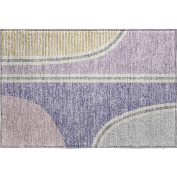 Mayfield Premium Machine Washable Abstract AMF2505 Purple 2 ft. x 3 ft. Accent Rug