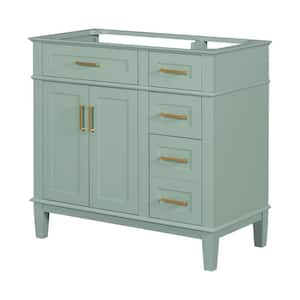 Modern 35.4 in. W x 17.8 in. D x 34 in. H Bath Vanity Cabinet without Top with Solid Wood and Soft Close-Doors in Green