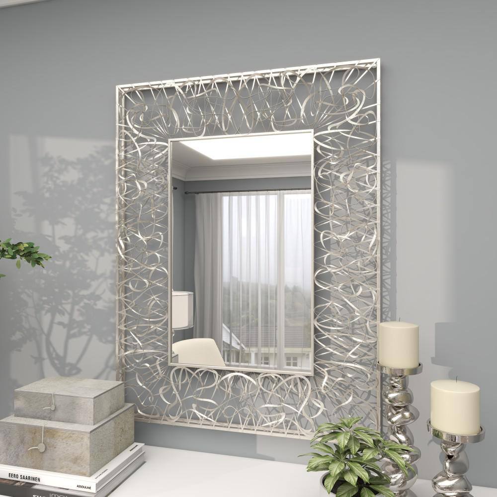 Silver Rectangular Full Length Iron Wall Mirror