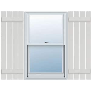 23 in. x 51 in. Polyurethane 4-Board Spaced Board and Batten Shutters Faux Wood Pair in Primed