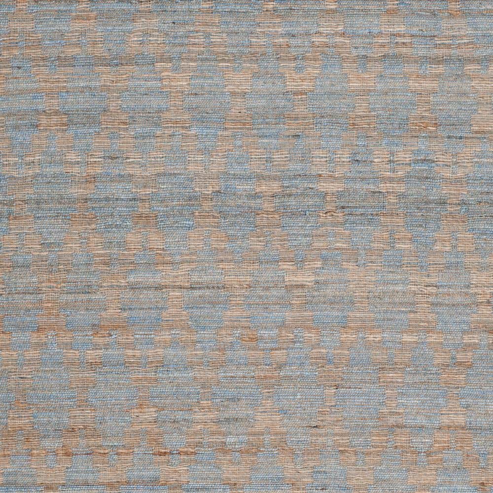 Coastal Charm Light Blue & Gold Handwoven Cotton Area Rug - 8' x 10'